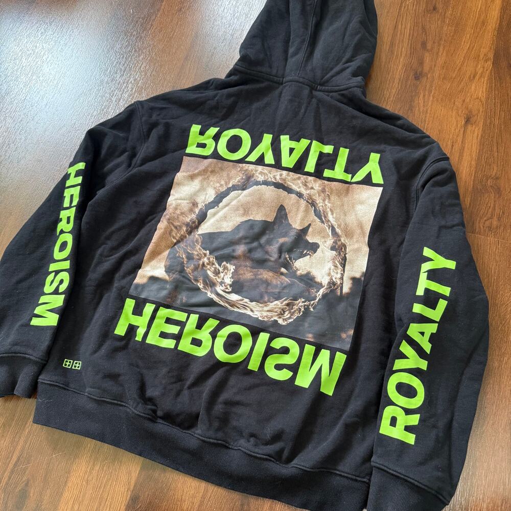 Ksubi Shephard Biggie Hoodie Men's Sz L Black Streetwear Wolf Graphic Grunge